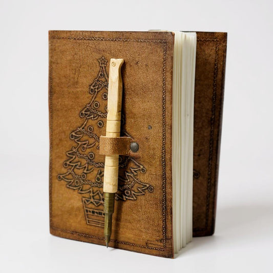 Christmas Tree Embossed Diary with Rustic Pen