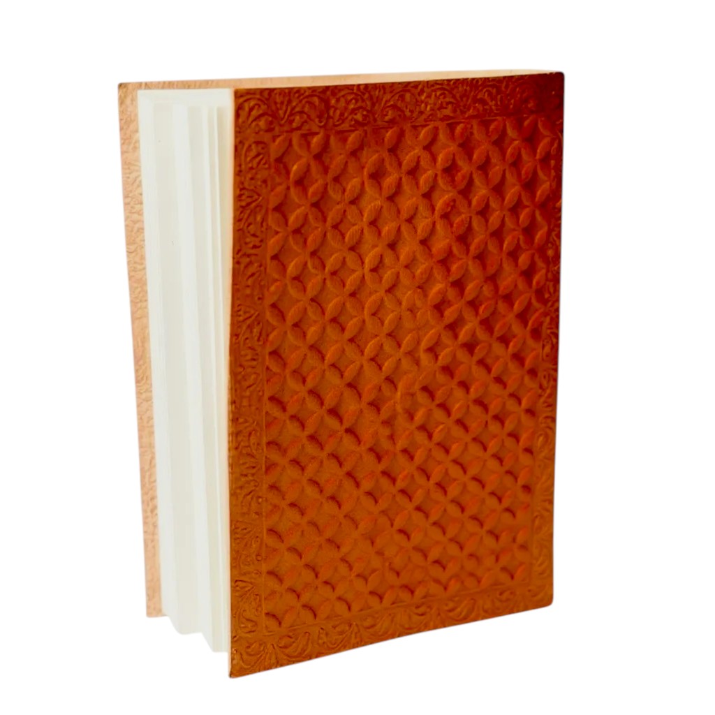 Handcrafted Leather Journal with Embossed Cover & Turquoise Stone