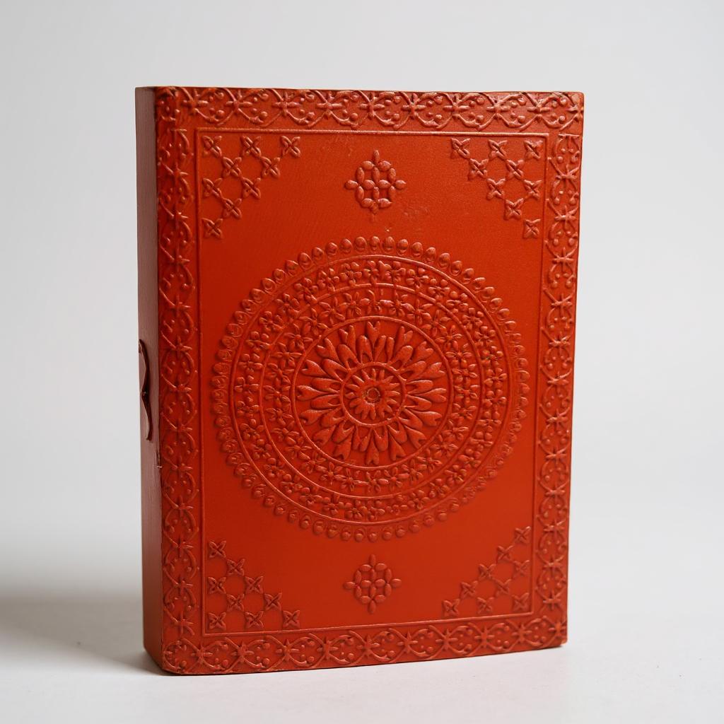 Red Leather Diary with Blue Stone