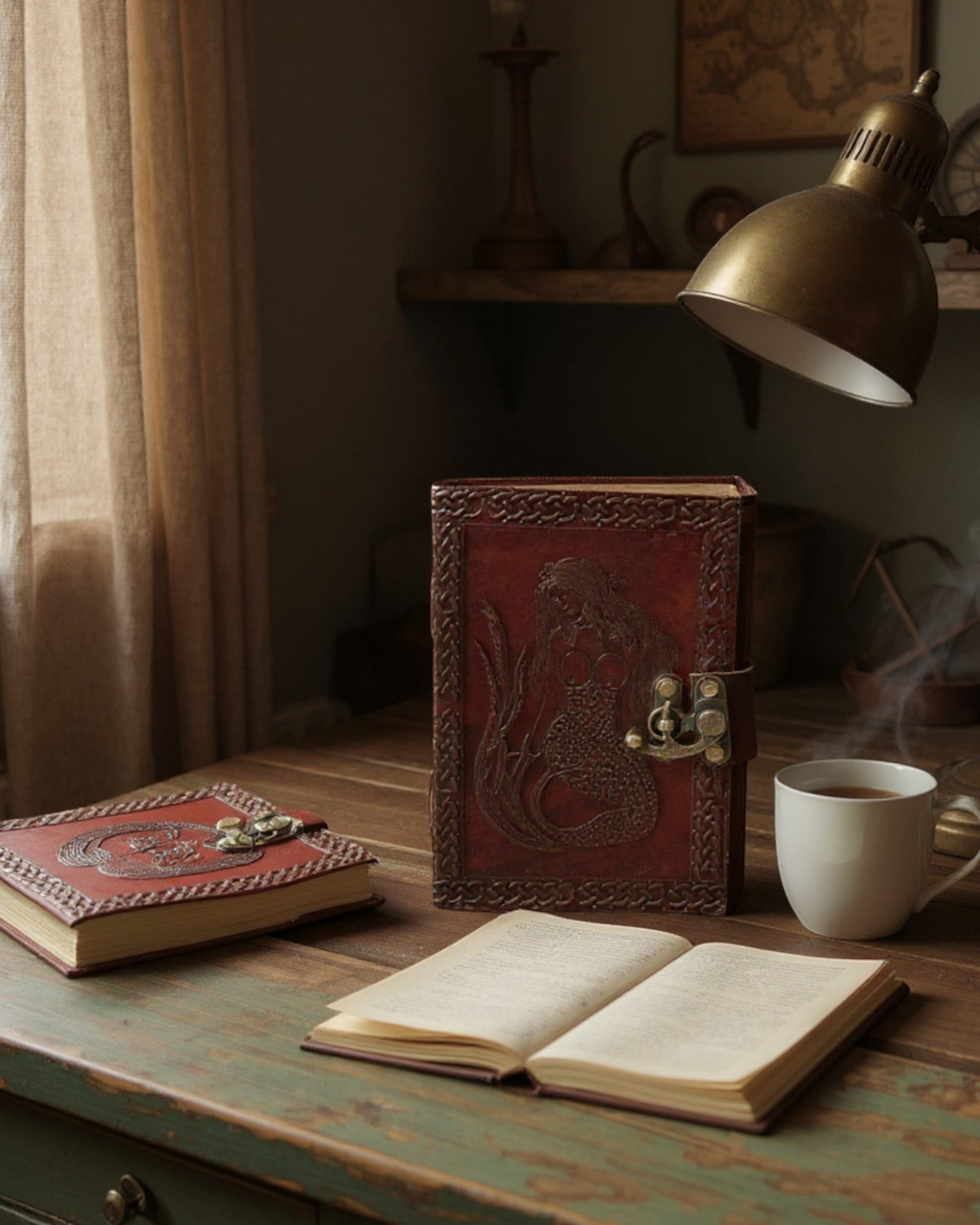 Embossed Mermaid Leather Diary