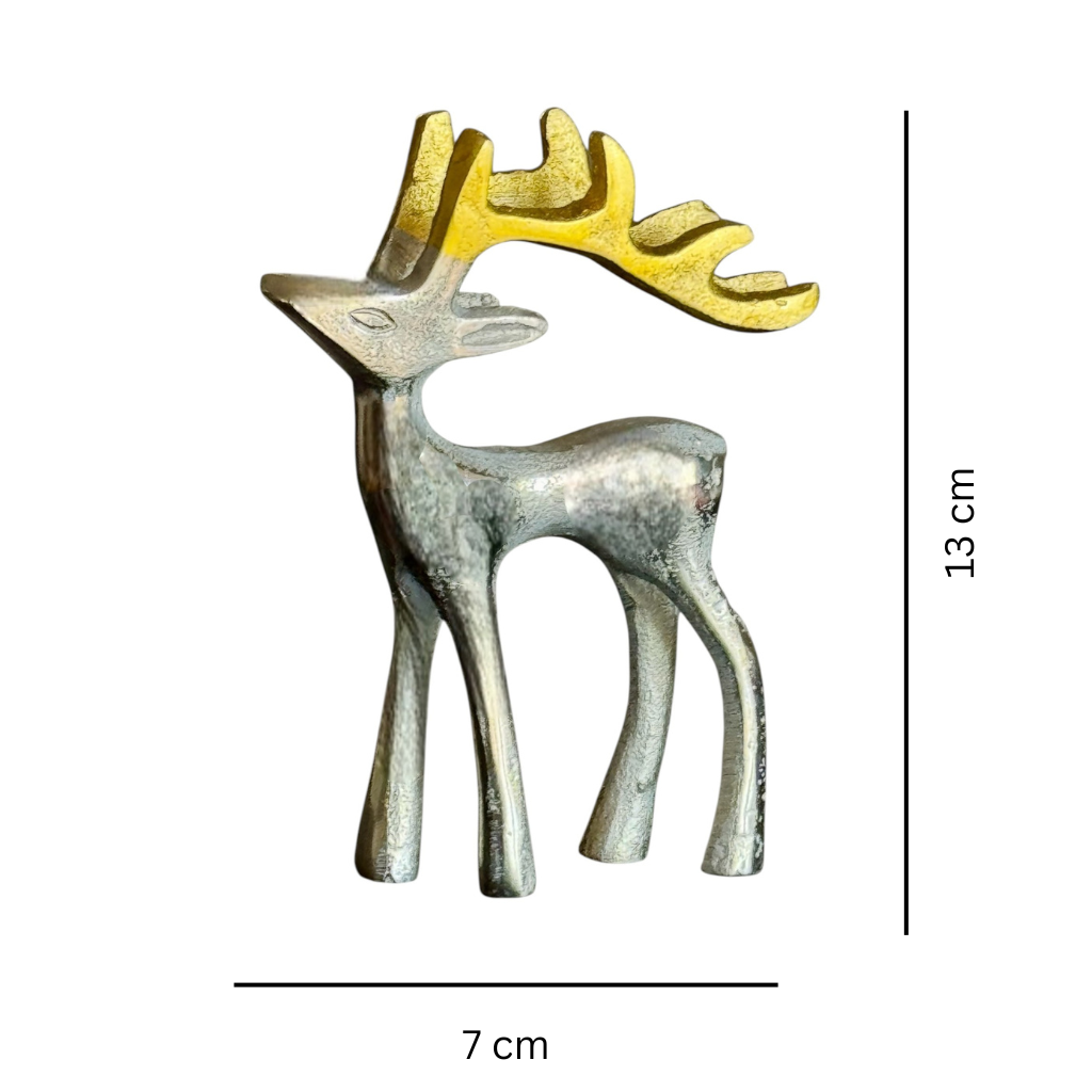 Elegant Silver and Golden Antler Reindeer