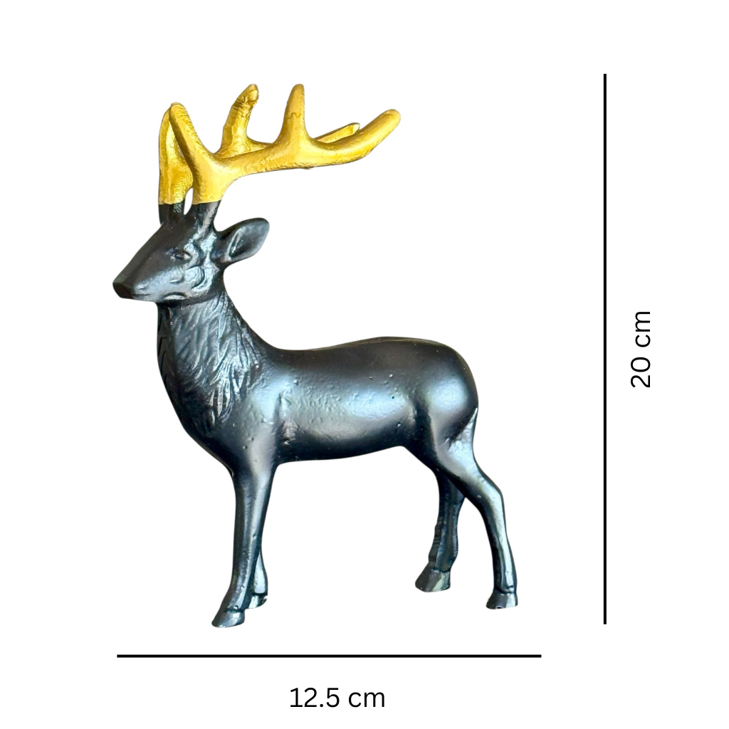 Elegant Black Gold Reindeer Figurine