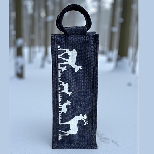 Reusable Wine Gift Tote with Deer Pattern