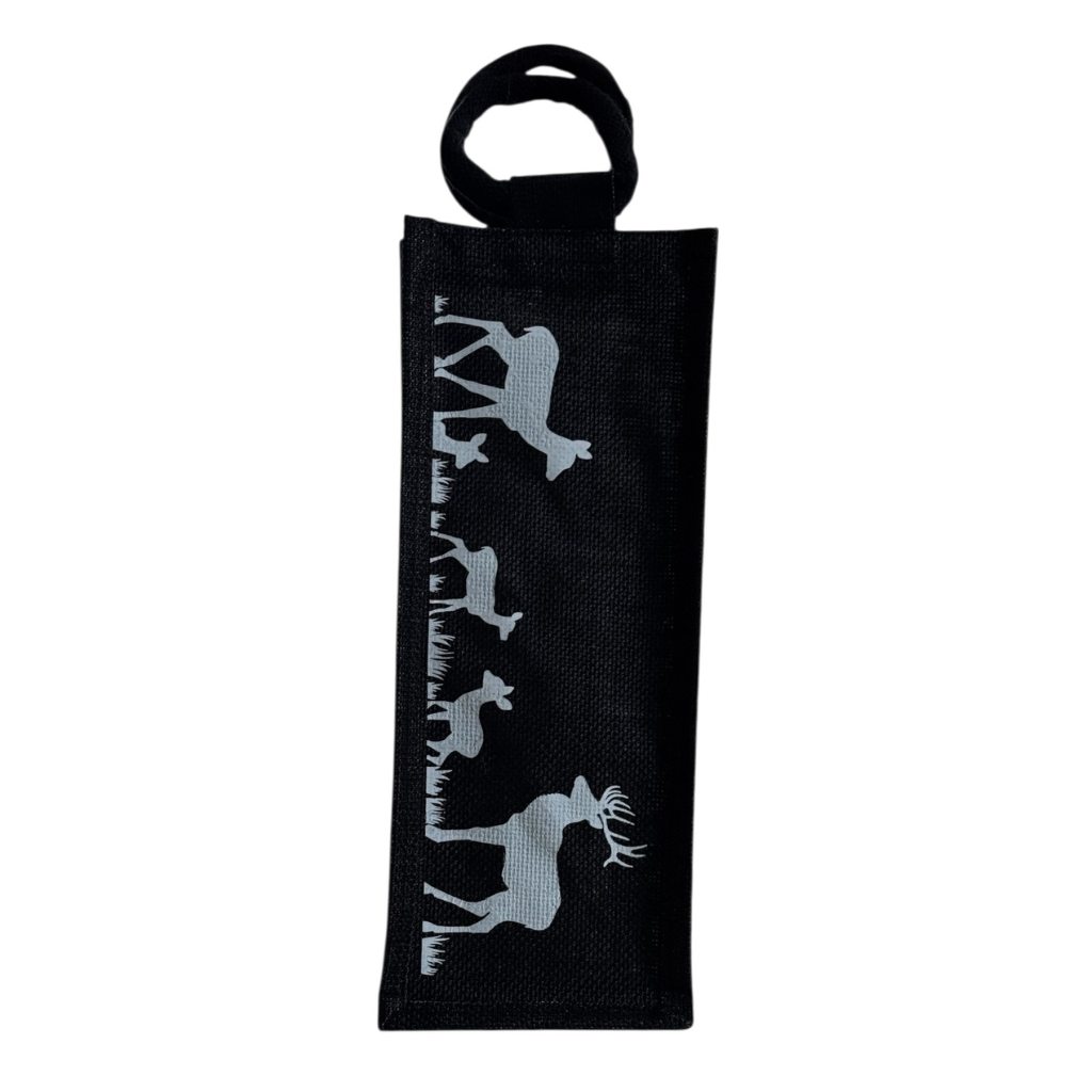 Elegant Deer Print Black Wine Tote