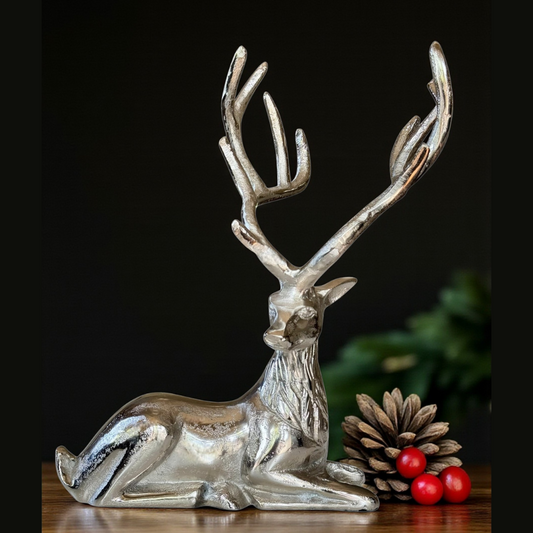 Elegant Silver Reindeer Figurine