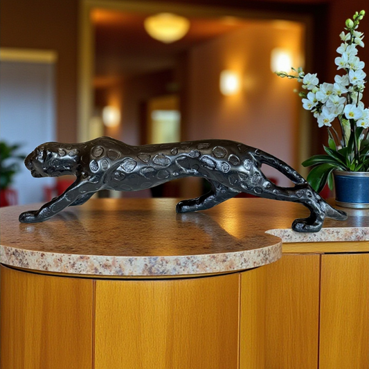 Sleek Black Panther Sculpture