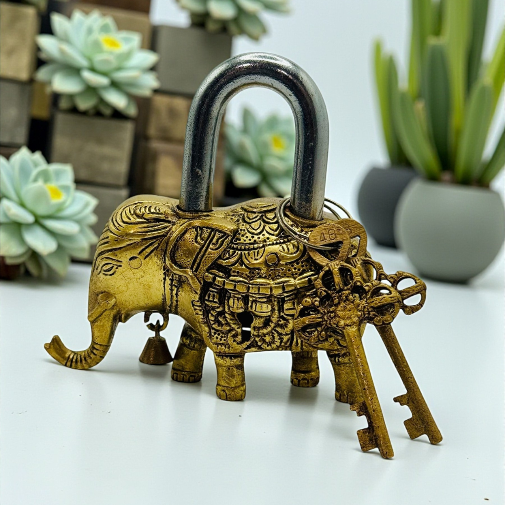 Antique Brass Elephant Lock