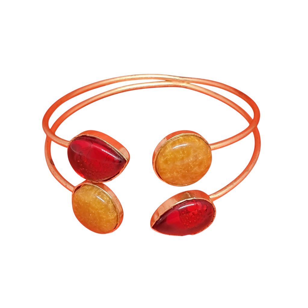 Dual-Tone Gemstone Cuff Bracelet