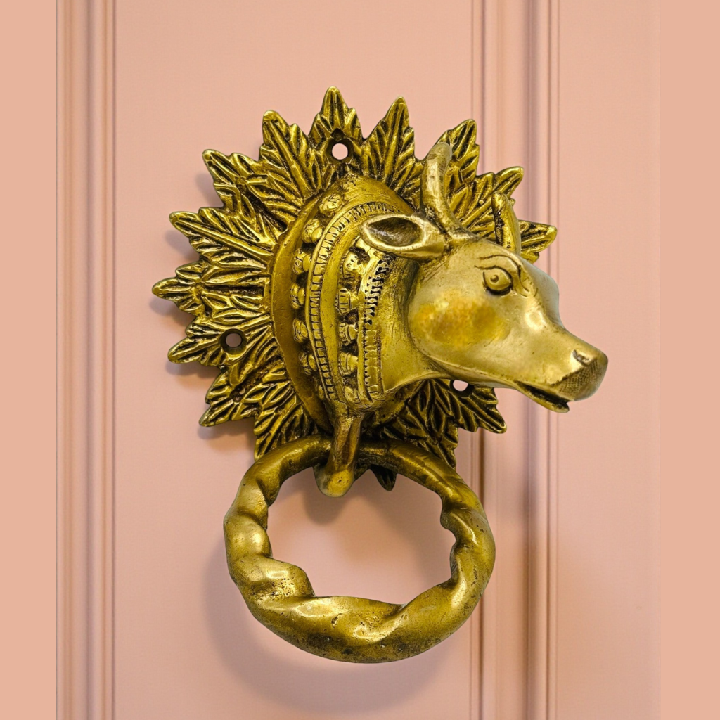 Antique Brass Cow Head Door Knocker