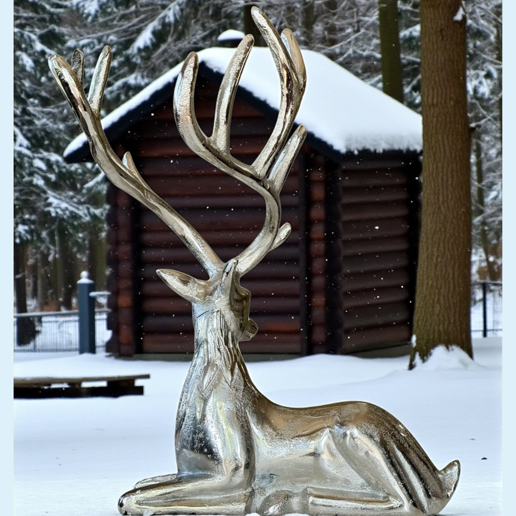 Elegant Silver Reindeer Figurine