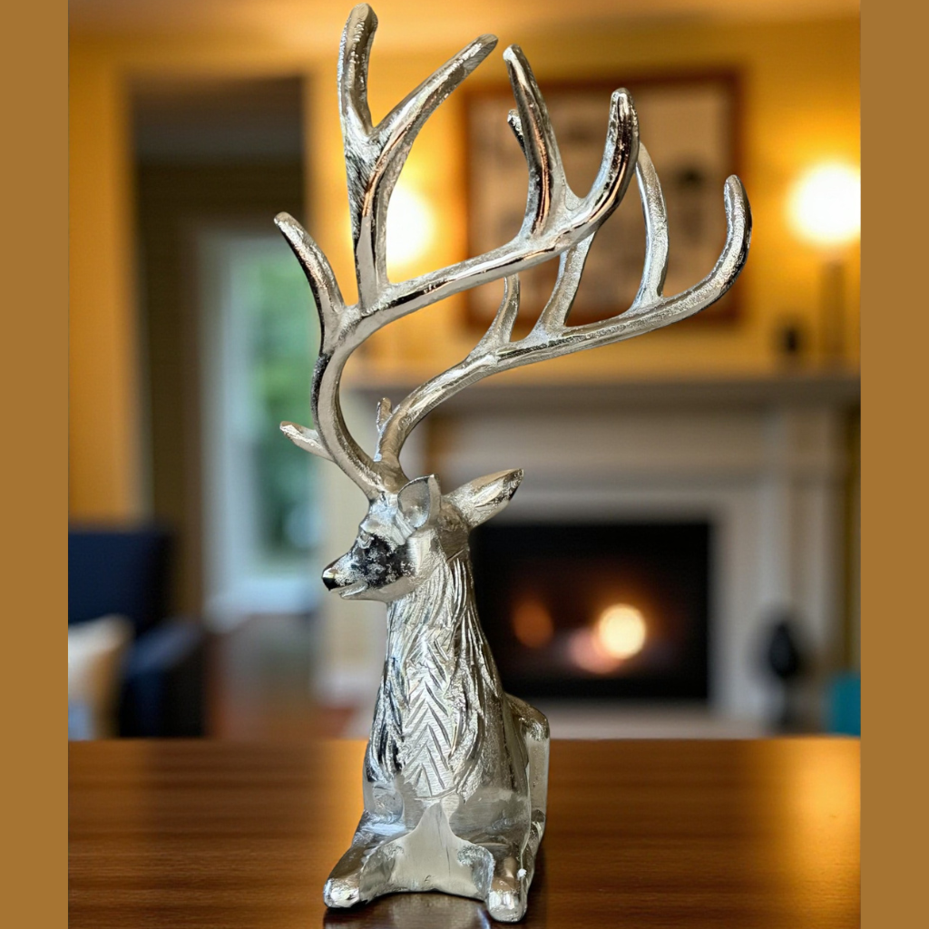 Elegant Silver Reindeer Figurine
