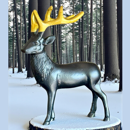 Elegant Black Gold Reindeer Figurine