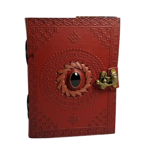 Red Leather Diary with Blue Stone