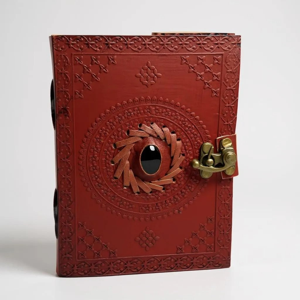 Red Leather Diary with Blue Stone