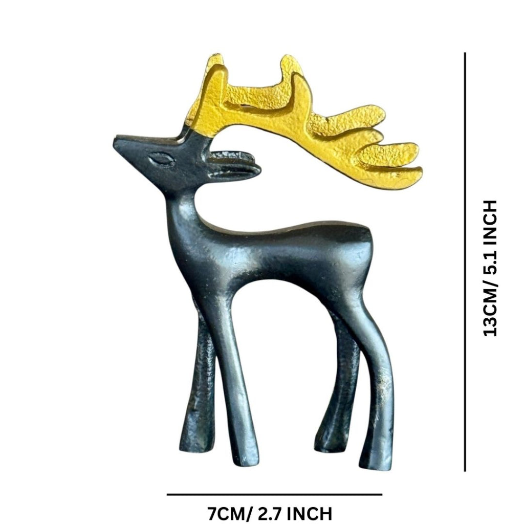 Modern Black & Gold Reindeer Figurine