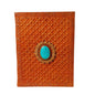 Handcrafted Leather Journal with Embossed Cover & Turquoise Stone