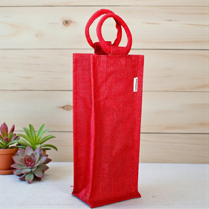 Red Santa & Reindeer Holiday Wine Bag