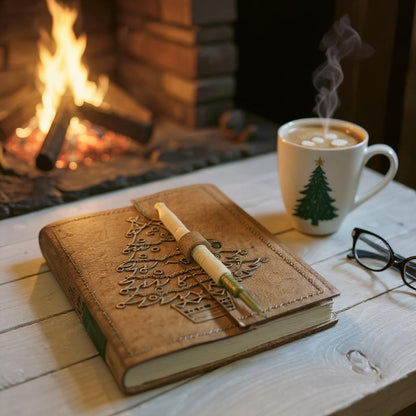 Christmas Tree Embossed Diary with Rustic Pen