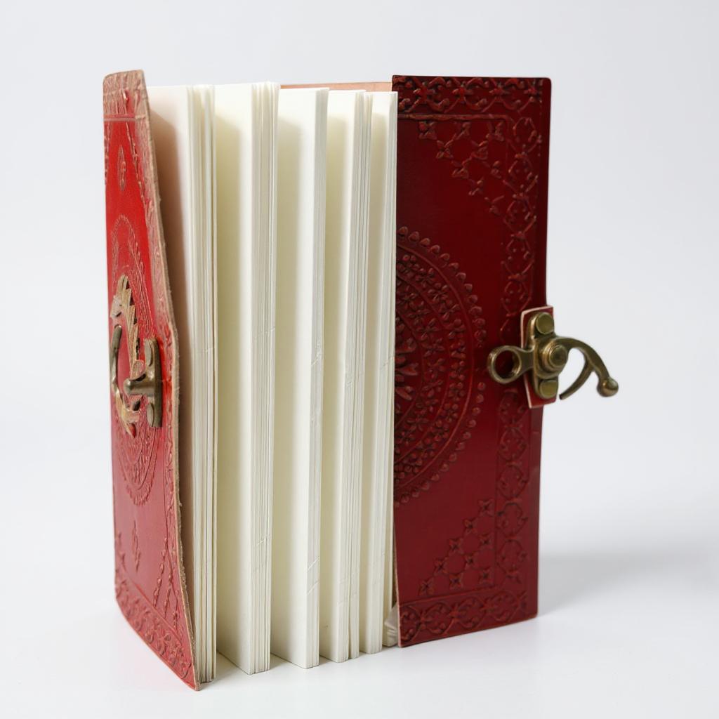 Red Leather Diary with Blue Stone