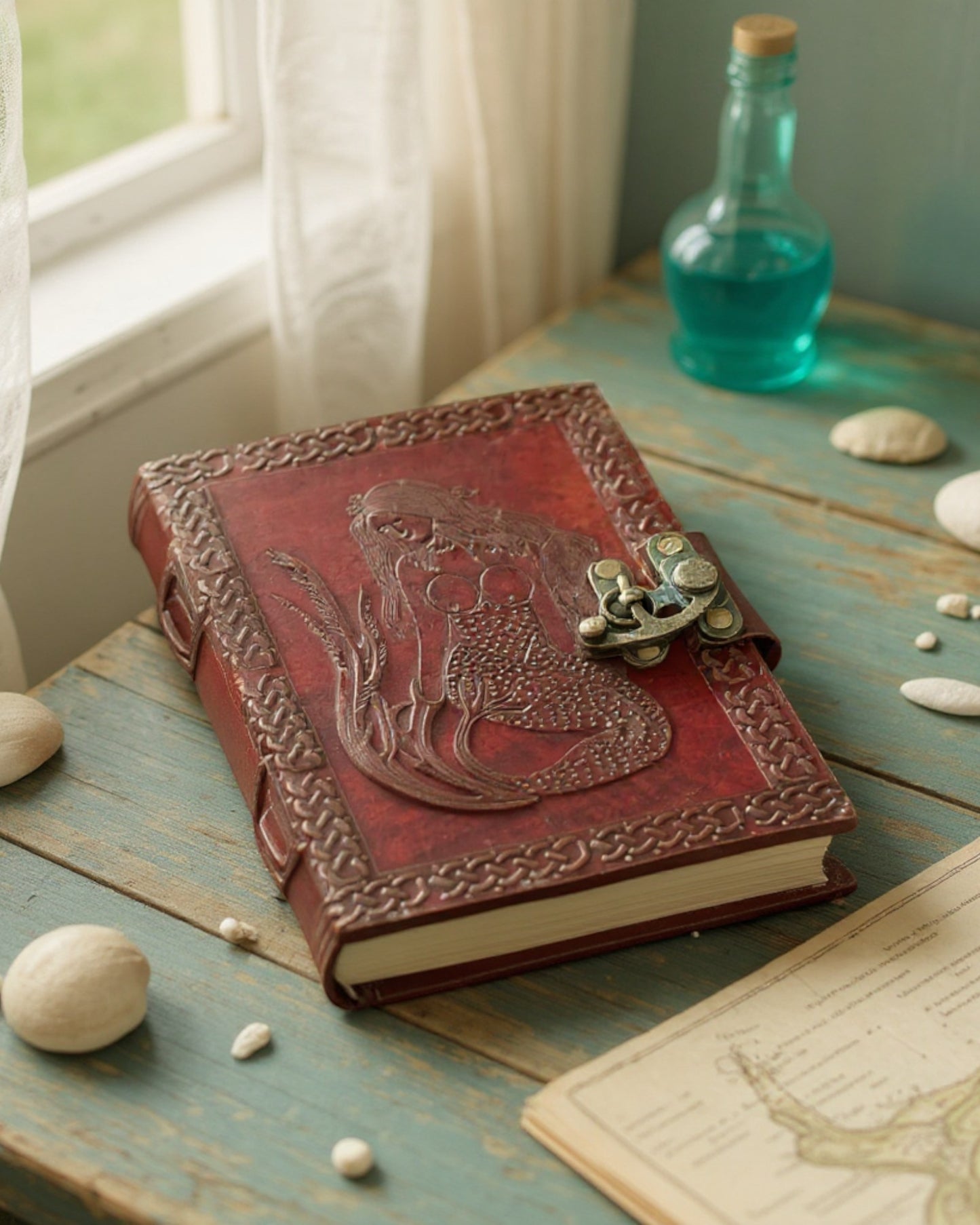 Embossed Mermaid Leather Diary