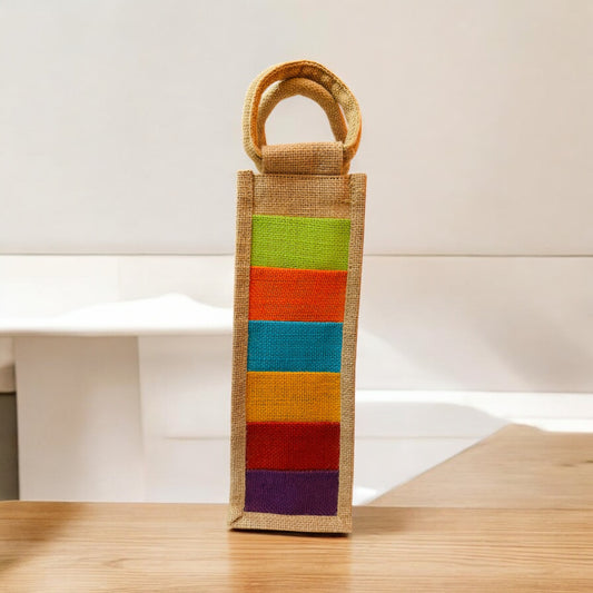 Multi-Color Jute Wine/Bottle Bag