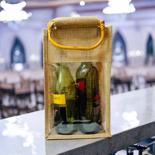 2-Bottle Jute Wine Bag