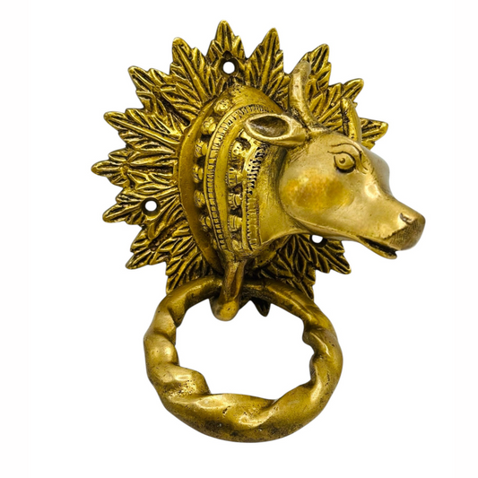 Antique Brass Cow Head Door Knocker