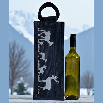 Reusable Wine Gift Tote with Deer Pattern