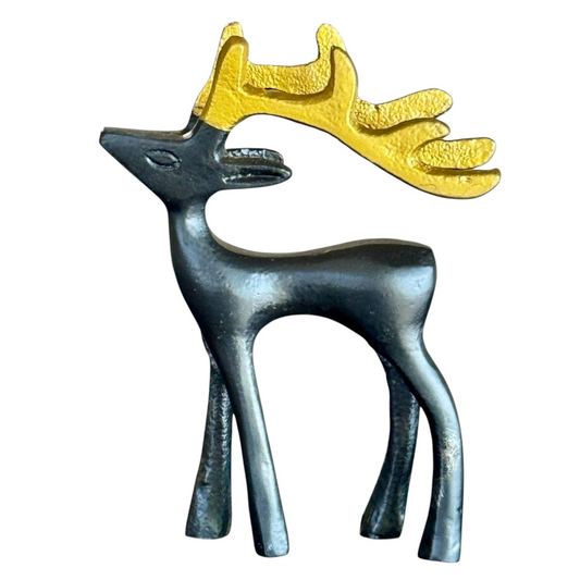 Modern Black & Gold Reindeer Figurine