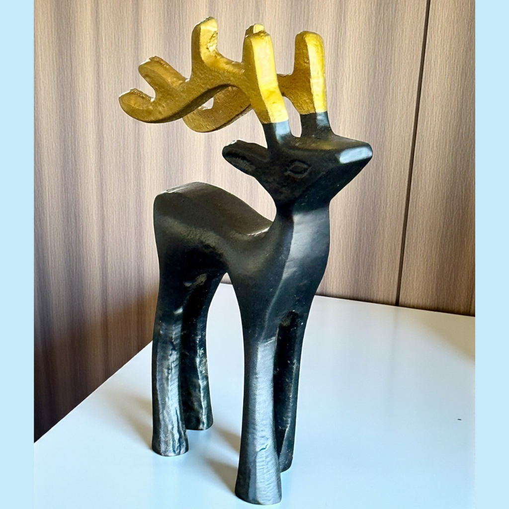 Modern Black & Gold Reindeer Figurine
