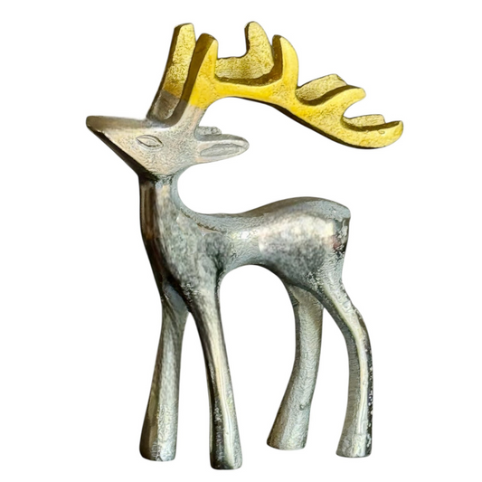 Elegant Silver and Golden Antler Reindeer