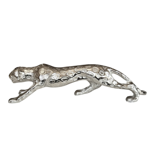 Sleek Silver Panther Sculpture