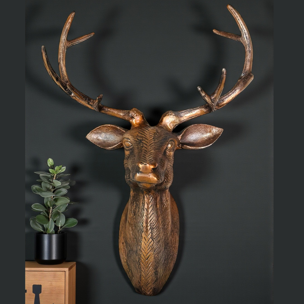 Bronze Stag Head Wall Sculpture