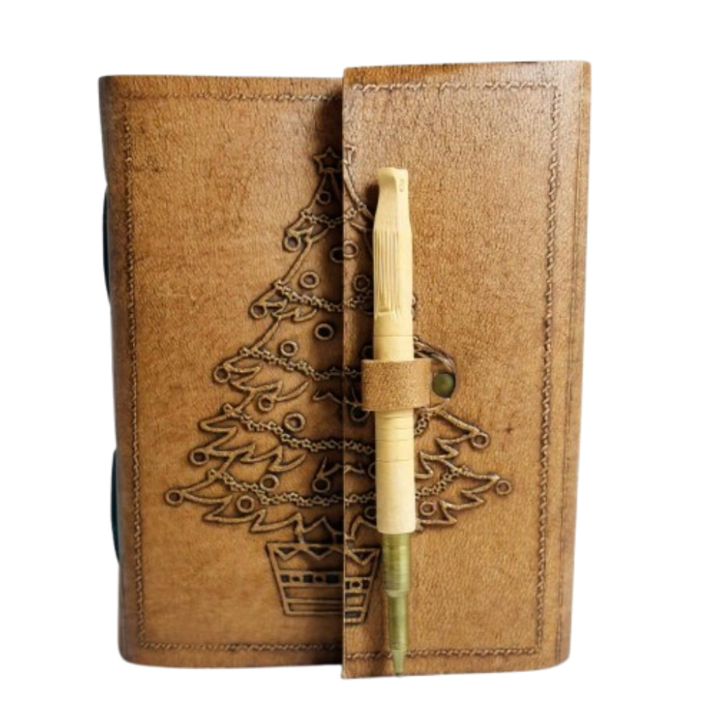 Christmas Tree Embossed Diary with Rustic Pen