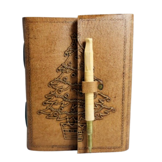 Christmas Tree Embossed Diary with Rustic Pen