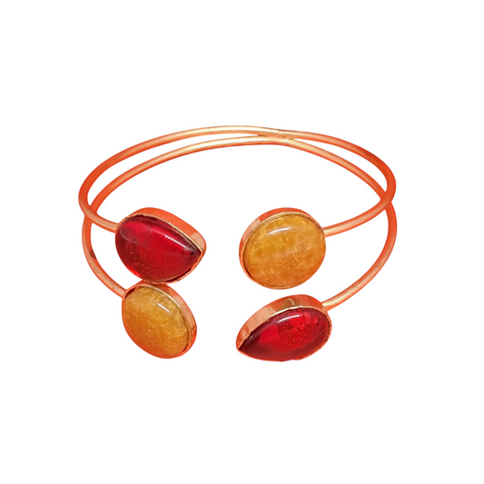 Dual-Tone Gemstone Cuff Bracelet