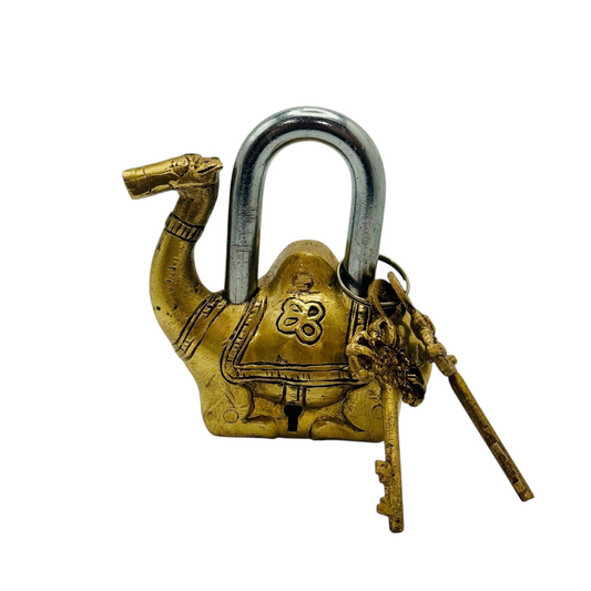 Vintage Camel-Shaped Brass Padlock with Keys