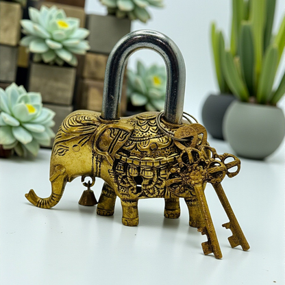 Antique Brass Elephant Lock