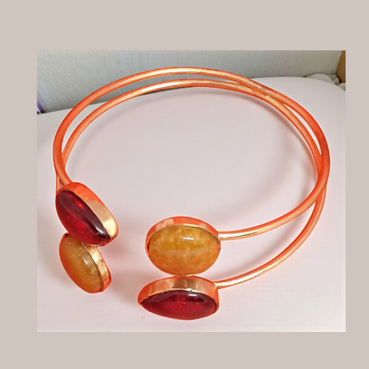 Dual-Tone Gemstone Cuff Bracelet