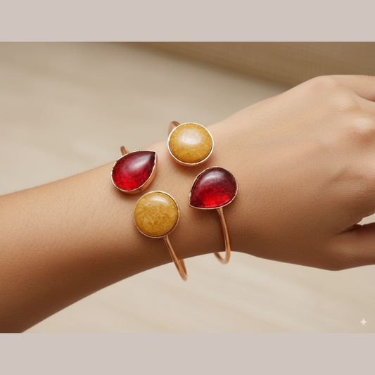 Dual-Tone Gemstone Cuff Bracelet