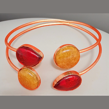Dual-Tone Gemstone Cuff Bracelet