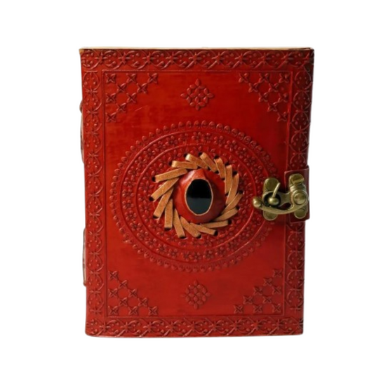 Red Leather Diary with Blue Stone