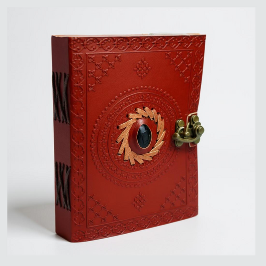 Red Leather Diary with Blue Stone