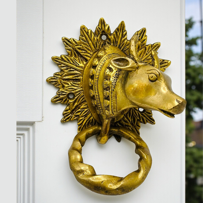 Antique Brass Cow Head Door Knocker