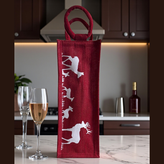 Elegant Deer Print Wine Tote