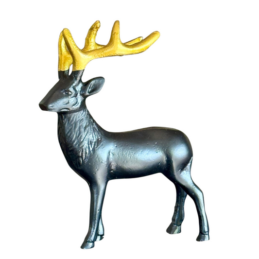 Elegant Black Gold Reindeer Figurine