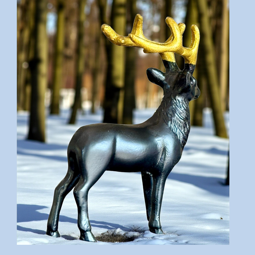 Elegant Black Gold Reindeer Figurine