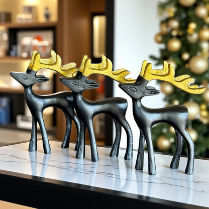 Modern Black & Gold Reindeer Figurine