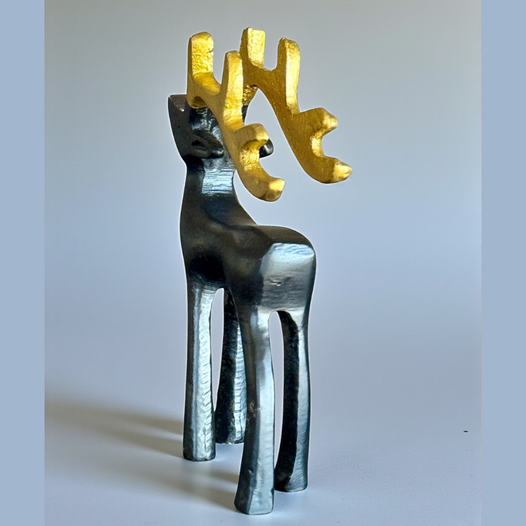 Modern Black & Gold Reindeer Figurine