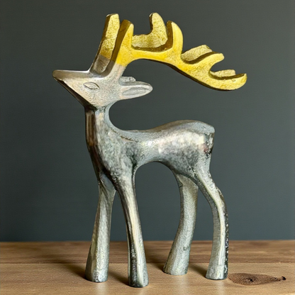 Elegant Silver and Golden Antler Reindeer